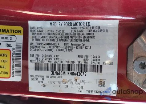 2017 Lincoln Mkz Hybrid Reserve из США, поврежденный, VIN 3LN6L5MUXHR642079